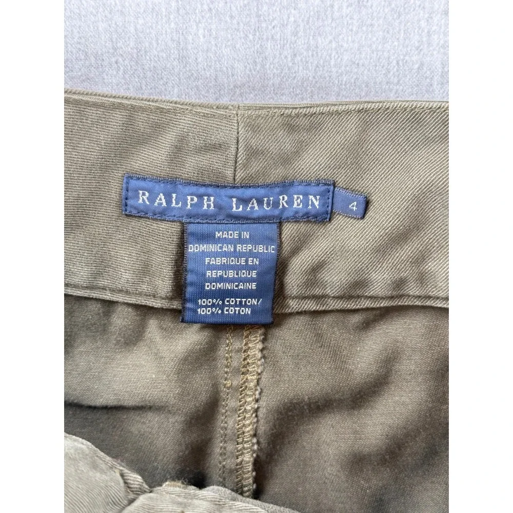 Ralph Lauren Womens Olive Green Cotton Twill Buckle Detail Mini Skirt Size 4 - Picture 4 of 6